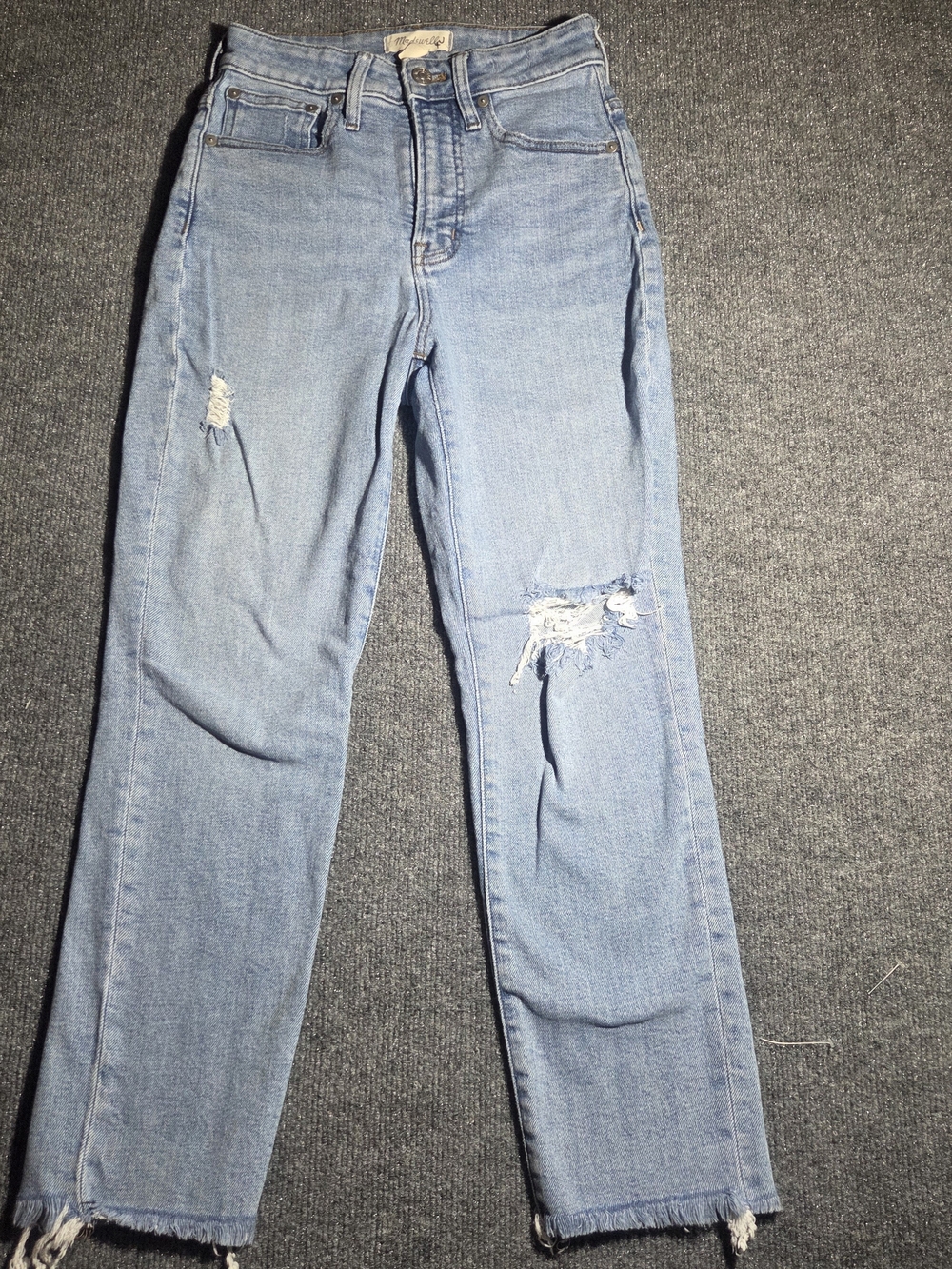Madewell The Curvy Perfect Vintage Jean Distressed Frayed Hem Light Wash Size 24